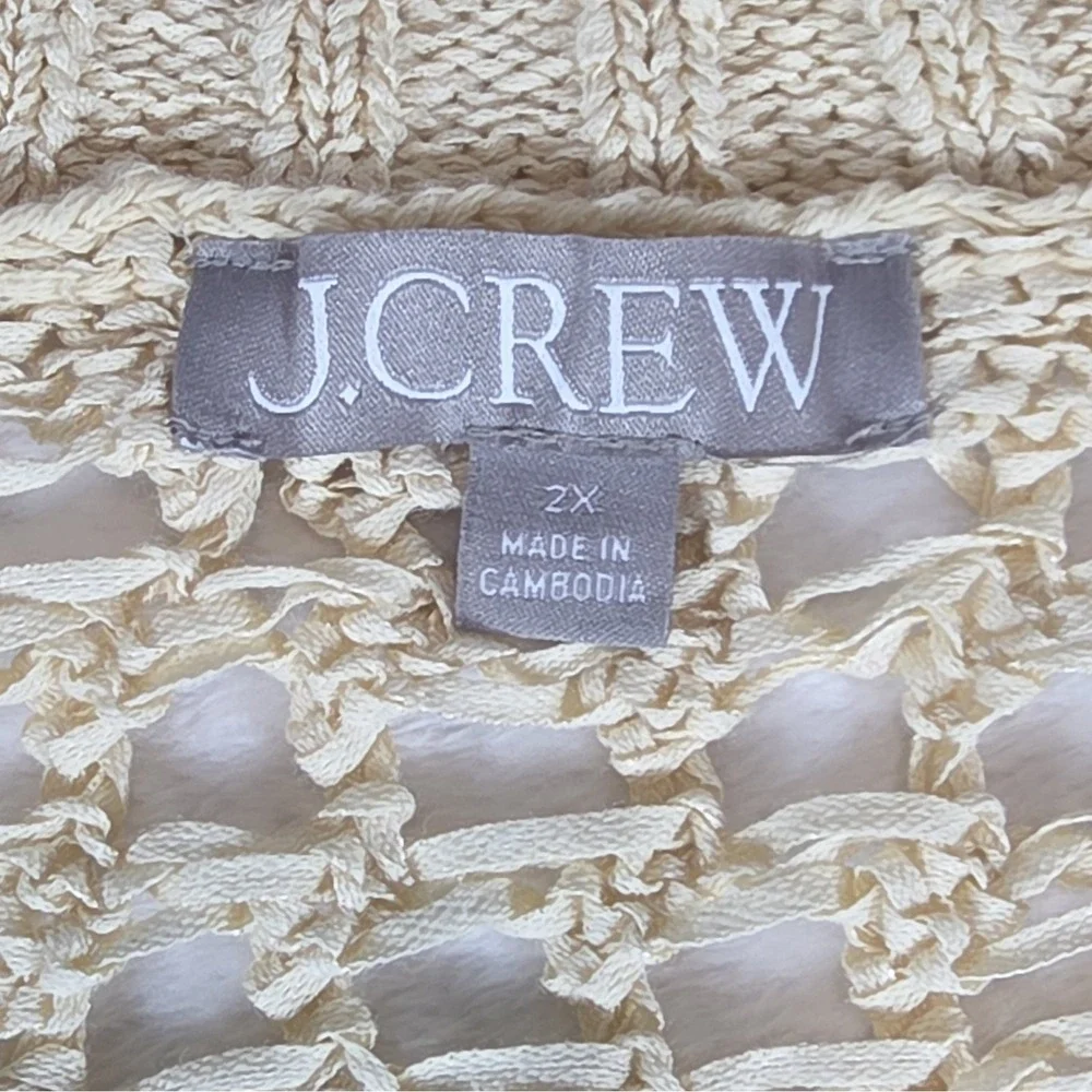 J. CREW Montauk relaxed Cardigan Open Knit Sweater Size 2XL Beige Academia Beach